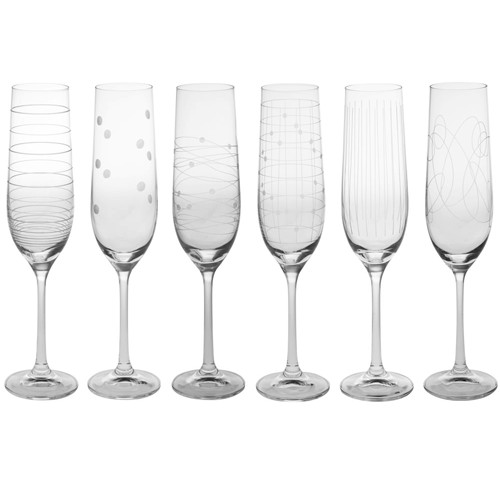 Flutes 6 different patterns - Flutes gravees 19cl (6pcs)